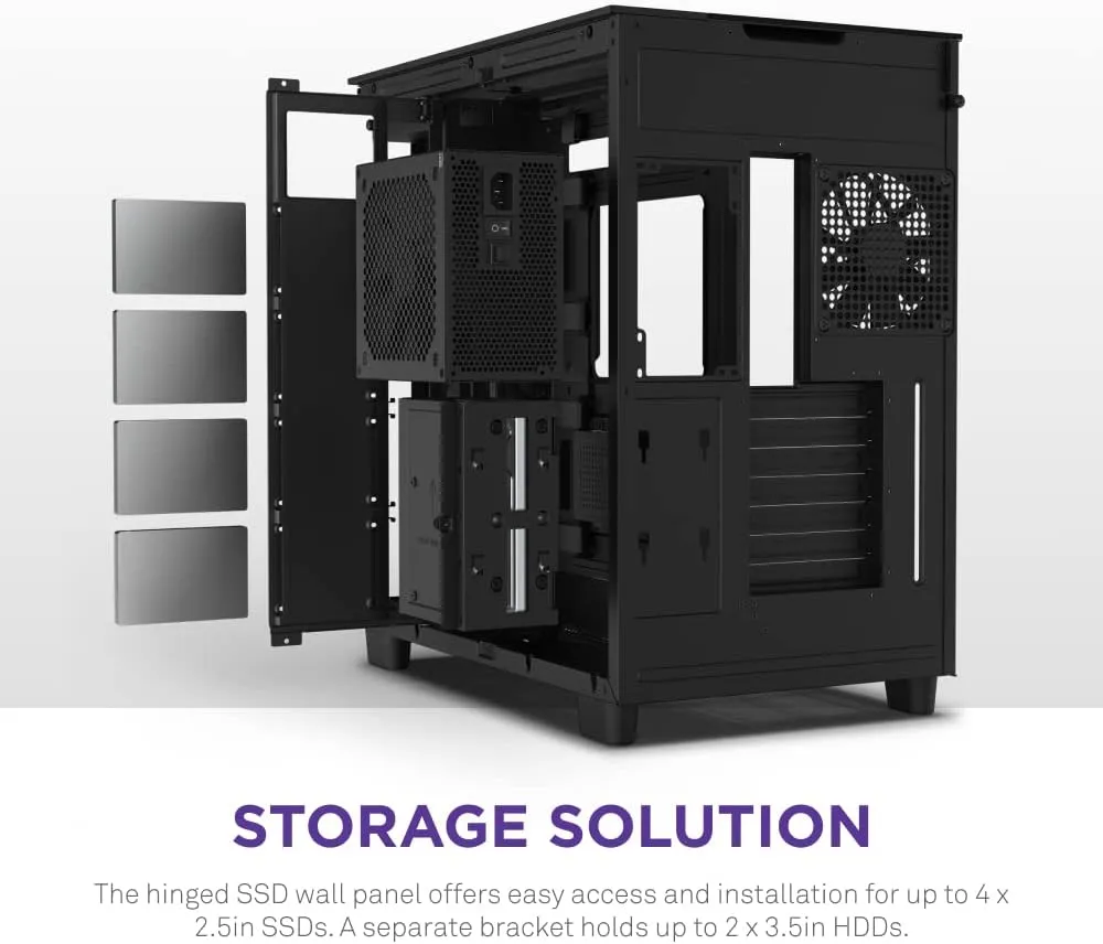 NZXT H9 Elite Dual-Chamber ATX Mid-Tower PC Gaming Case - Includes 3 x 120mm F120 RGB Duo Fans w/ Controller - Glass Front, Top & Side Panels - 360mm Radiator Support - Cable Management - Black