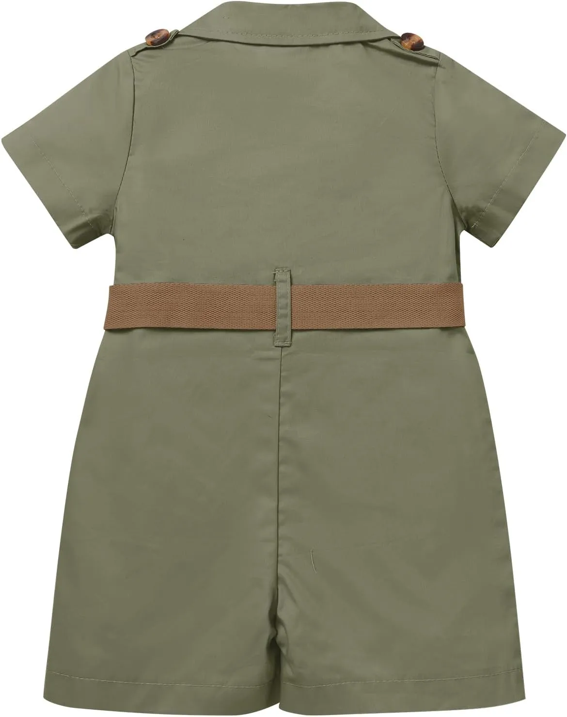 OBEEII Toddler Baby Safari Outfit Short Sleeve Jumpsuit   Hat Explorer Set Wild One Birthday Cake Smash Photoshoot