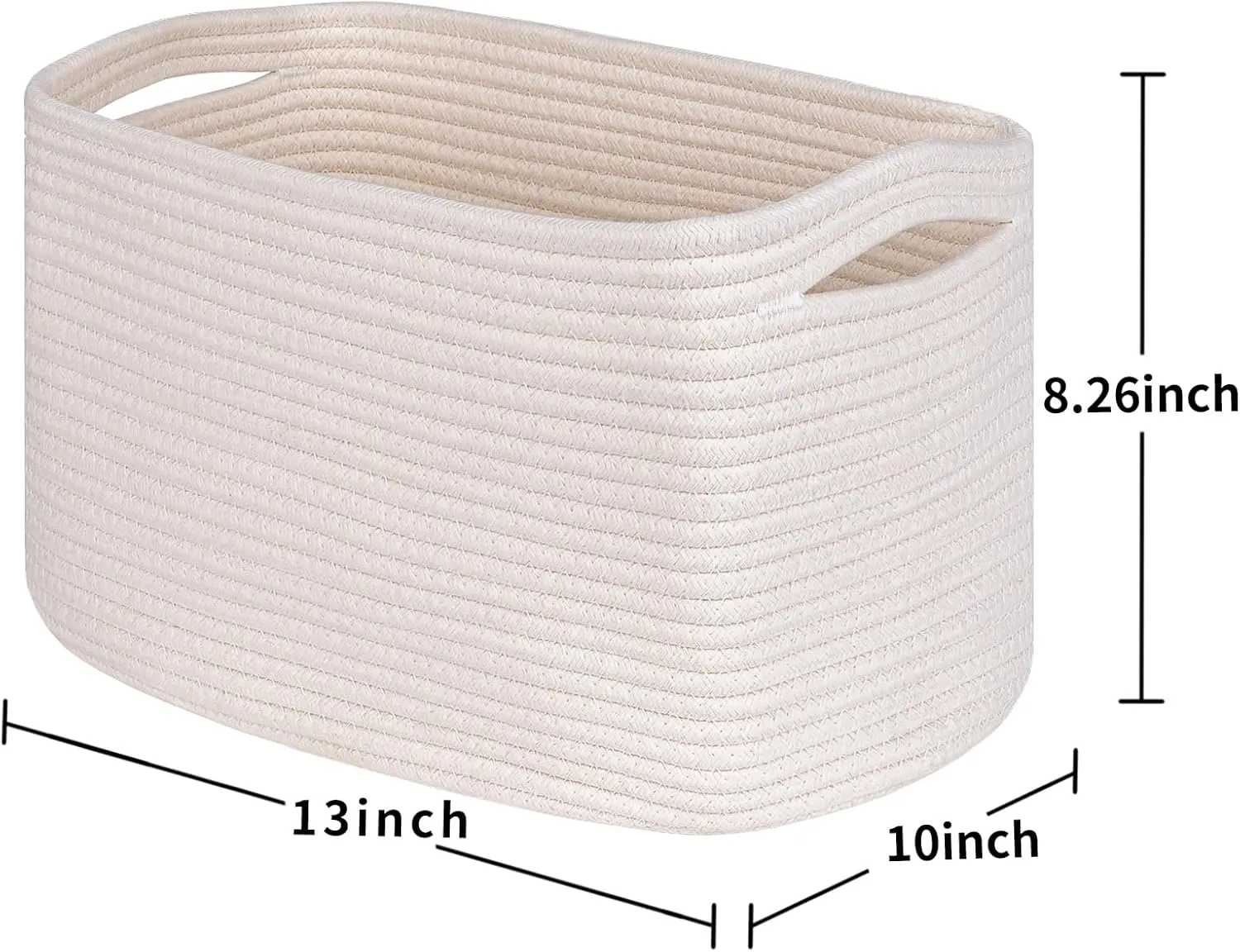 Off White Storage Cubes Baskets Bins for Shelves - Set of 2 Rectangular Closet Organizers, Woven Rope Baskets for Baby Nursery