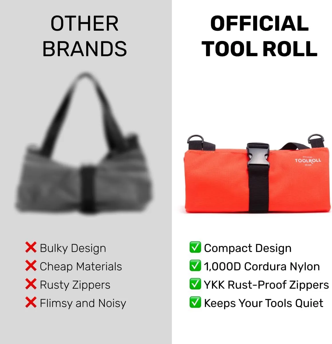 Official Maverick Tool Roll Bag - Easy to Carry 5-Pocket Roll Up Tool Bag - Durable Waterproof Canvas, YKK Zippers & Secure Buckle - A Loving Gift for Dads, Mechanics, Electricians & Hobbyists| Black