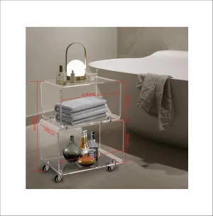 ONELUX 2119 Rolling Utility Cart Tower Rack for Kitchen Bathroom Laundry Dining Room Places,Acrylic Mobile Storage Cart On Wheels