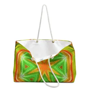 Orange Abstract Geometrical Oversized Polyester Weekender Tote Bag