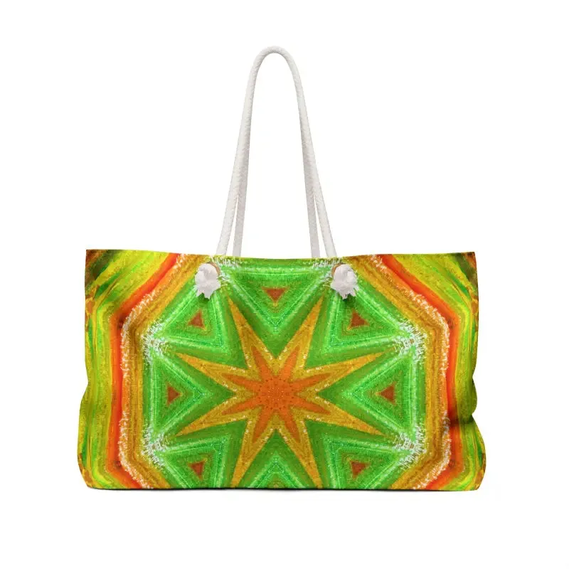 Orange Abstract Geometrical Oversized Polyester Weekender Tote Bag