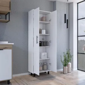 Organize Your Home with Multistorage Manacor Shelving Unit, Five Spacious Shelves, Elegant White Finish