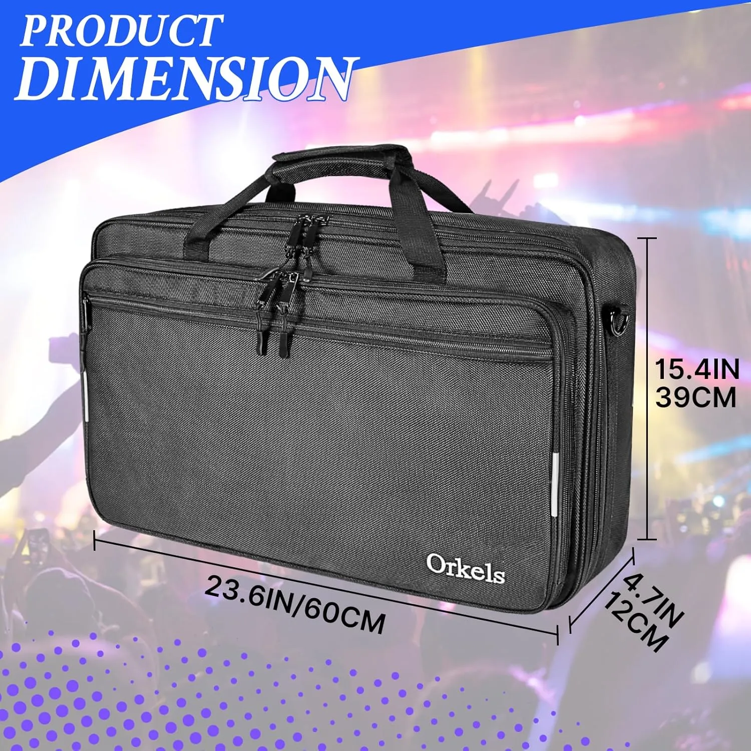 ORKELS DJ Controller Bag Case Compatible with DDJ-REV1/DDJ-SR2/OMNIS-DUO/Mixtrack Platinum FX DJ Controller, DJ Storage Travel Protective Carrying Bag with Shoulder Strap (M-23.6''Wx15.4''Dx4.7''H)
