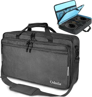 ORKELS DJ Controller Bag Case Compatible with DDJ-REV1/DDJ-SR2/OMNIS-DUO/Mixtrack Platinum FX DJ Controller, DJ Storage Travel Protective Carrying Bag with Shoulder Strap (M-23.6''Wx15.4''Dx4.7''H)