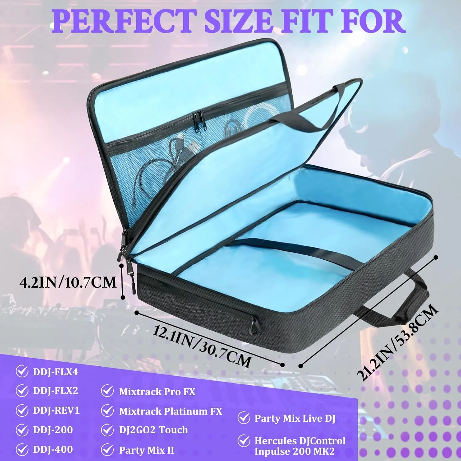 ORKELS DJ Controller Bag Compatible with FLX4, FLX2, REV1, DDJ SB3, DDJ SB2, DDJ 400, DDJ RB, DDJ200, Pro FX, MPFX, DJ2GO2 Touch, Mix II, Party Mix, 200 MK2 DJ Controller, S-21.6''Lx13''Wx4.7''H