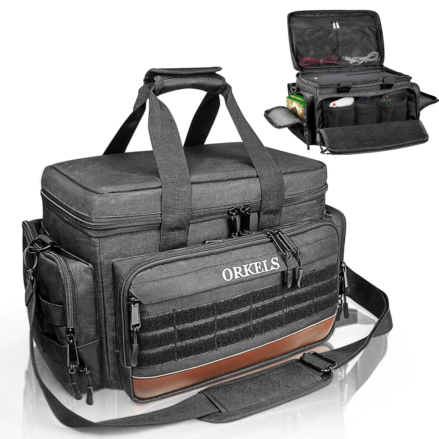ORKELS Tactical Console Carrying Case Compatible with Xbox Series X/S, Travel Carry Bag with Multi-Pocket for Controllers, Discs, & Accessories