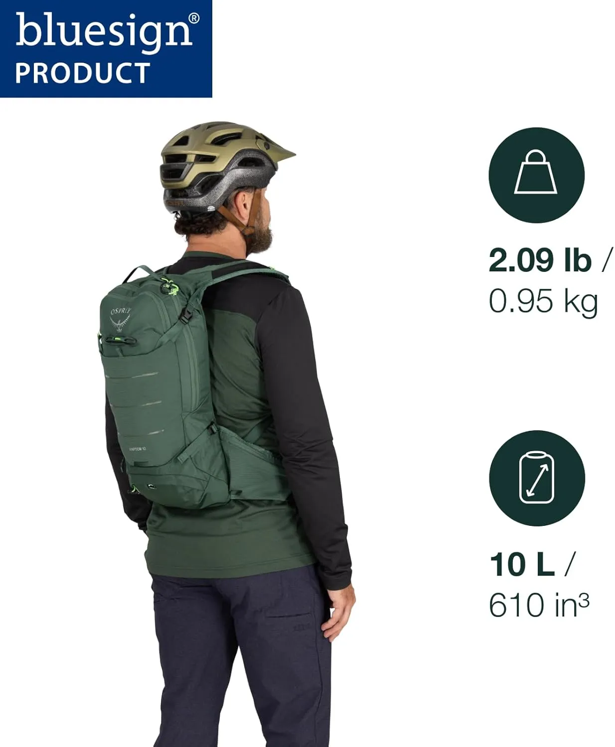 Osprey Raptor 10L Men's Mountain Biking Backpack with Hydraulics Reservoir, Pediment Grey