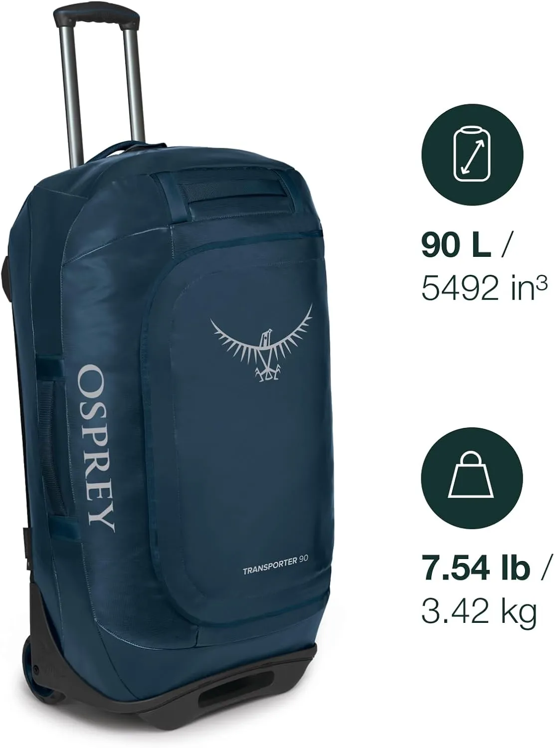 Osprey Transporter 90L Wheeled Travel Duffel Bag, Black, One Size