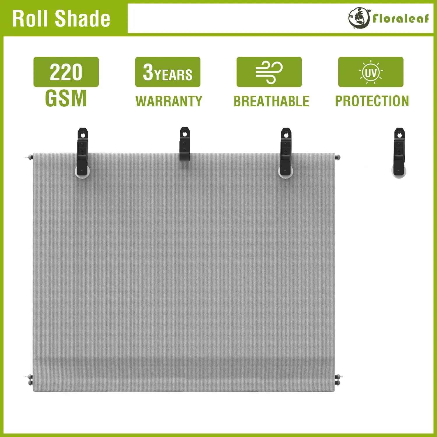 Outdoor Roller Shades Window Blinds for Porch Screen Deck Pergola Patio Balcony Gazebo Privacy Sunshade Roll Up Outdoor 8'W x 6'H Standard Size Light Grey