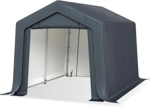 Outdoor Storage Shed Carport 8x12 ft Heavy Duty, Portable Garden Yard Car Port Shelter Storage Tent Garage for Motorcycle Bike Wood Tool Lawn Mower with Roll Up Doors and Ventilation, Grey