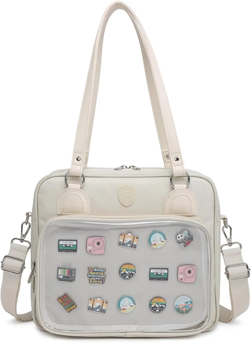 Oxford Ita Bag Crossbody Shoulder Bag Satchel Messenger Backpack Multi-Purpose Pins Display