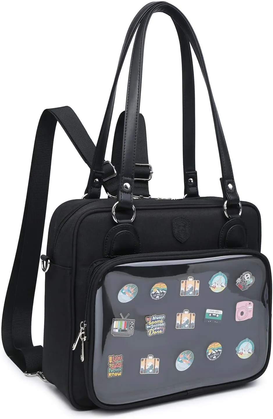 Oxford Ita Bag Crossbody Shoulder Bag Satchel Messenger Backpack Multi-Purpose Pins Display