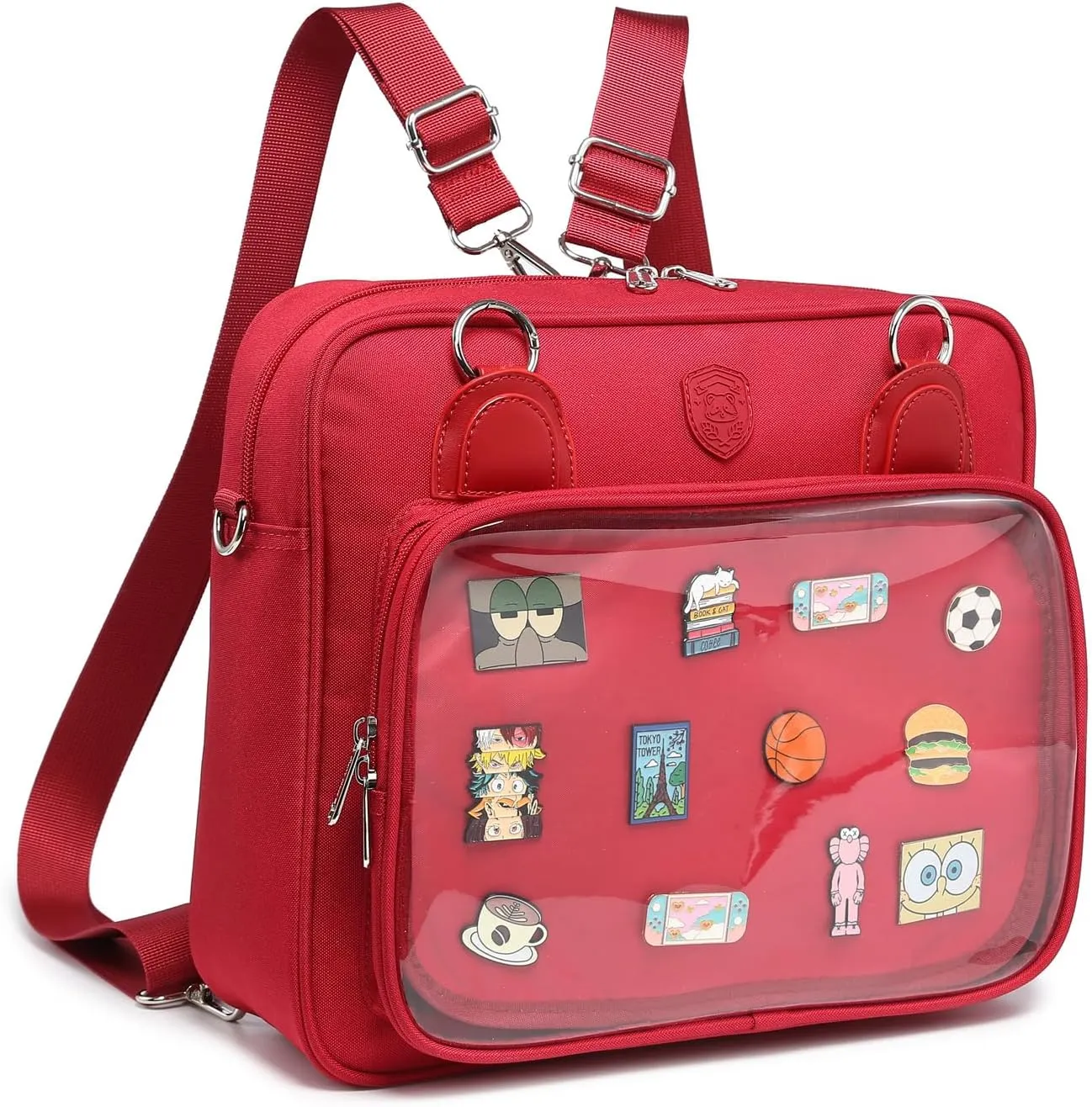 Oxford Ita Bag Crossbody Shoulder Bag Satchel Messenger Backpack Multi-Purpose Pins Display