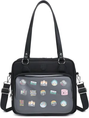 Oxford Ita Bag Crossbody Shoulder Bag Satchel Messenger Backpack Multi-Purpose Pins Display