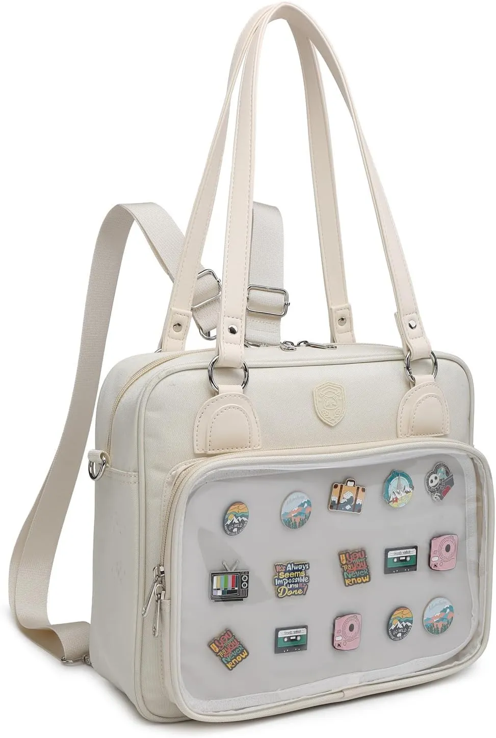 Oxford Ita Bag Crossbody Shoulder Bag Satchel Messenger Backpack Multi-Purpose Pins Display