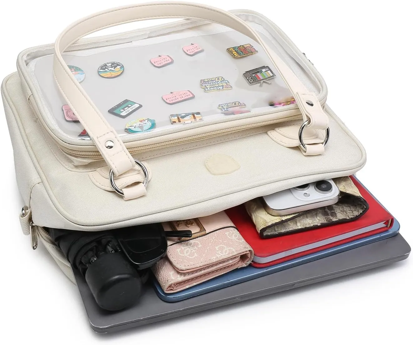 Oxford Ita Bag Crossbody Shoulder Bag Satchel Messenger Backpack Multi-Purpose Pins Display