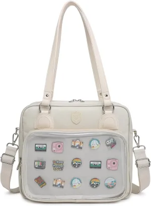 Oxford Ita Bag Crossbody Shoulder Bag Satchel Messenger Backpack Multi-Purpose Pins Display