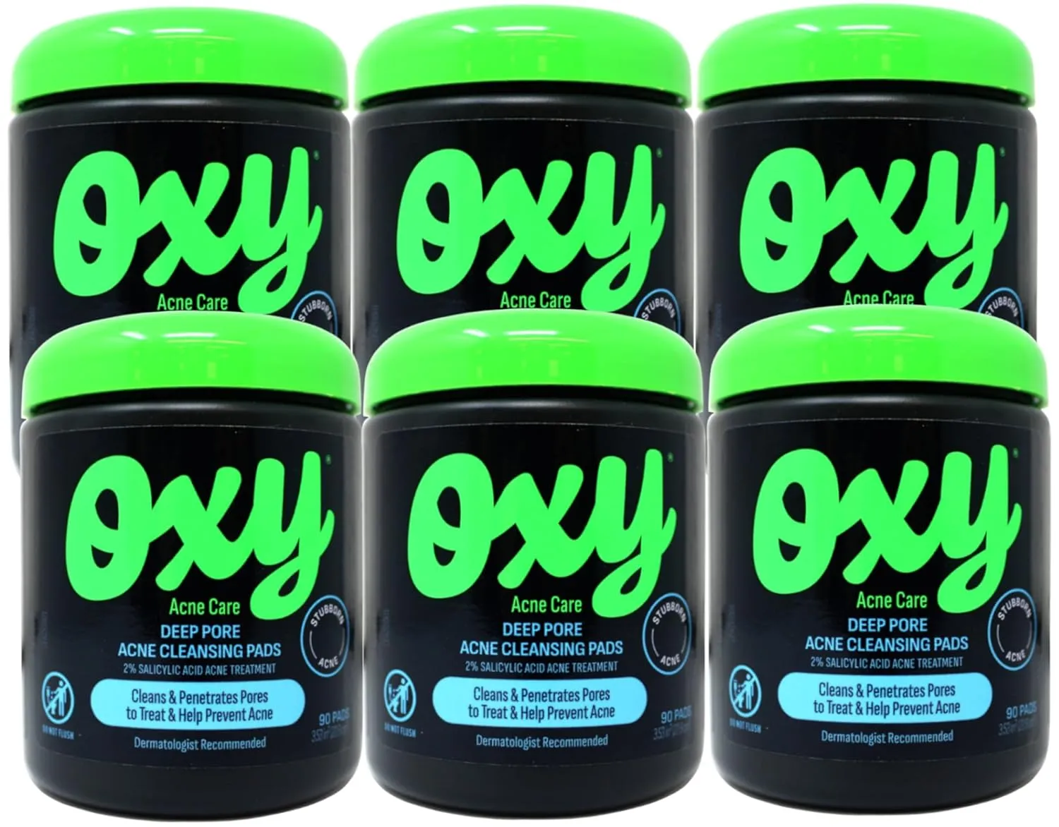OXY Daily Defense Cleansing Pads 90 Each (Pack of 6)