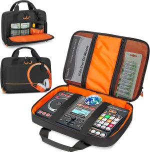 Padded Carrying Bag Compatible with VTech Kidi Star DJ Mixer/Kidi DJ Mix, Small DJ Mixer Storage Bag with Accessory Pockets for Cable, User Guide, Batteries or Other Accessories, Black