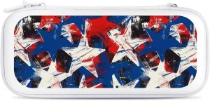 Paint U.S.A. Red White Blue Star Hard Shell Travel Case with Rope 15 Game Card Pockets Compatible with Switch Protective