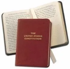 Palm Size Constitution in traditional Red Calfskin Leather.by Graphic Image - 2.75x3.75