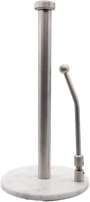 Paper Towel Holder, Stainless Steel, Marble Base, countertop with Adjustable Tension arm
