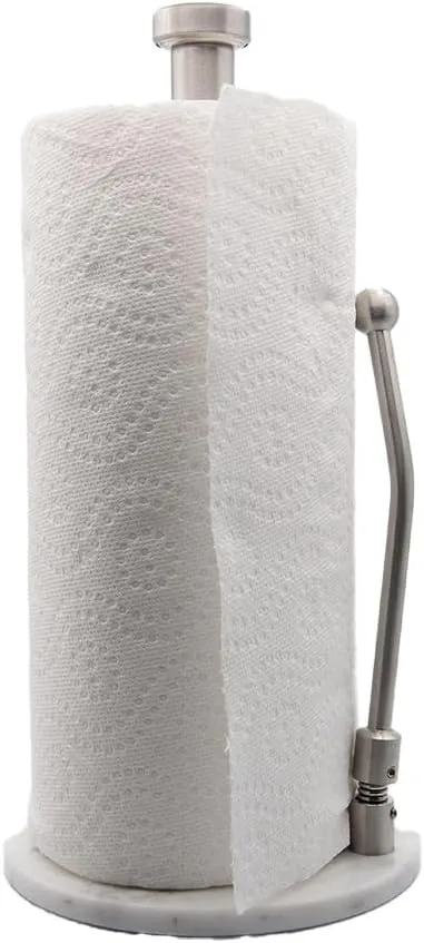 Paper Towel Holder, Stainless Steel, Marble Base, countertop with Adjustable Tension arm