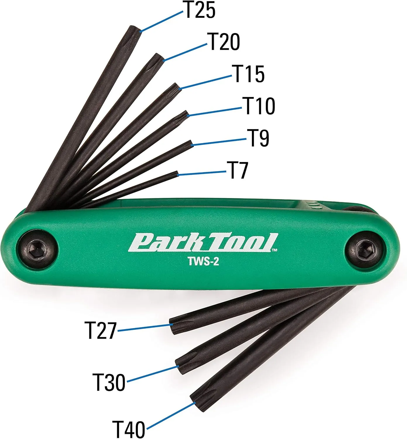 Park Tool FWS-2 Fold-Up Wrench Set Tool,Blue/Green