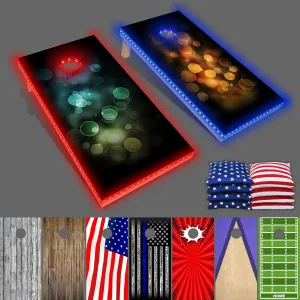 PARTYPONG PartyToss Cornhole Boards/Bean Bag Toss Game Set w/Optional LED Lights & Graphics - Choose Your Model