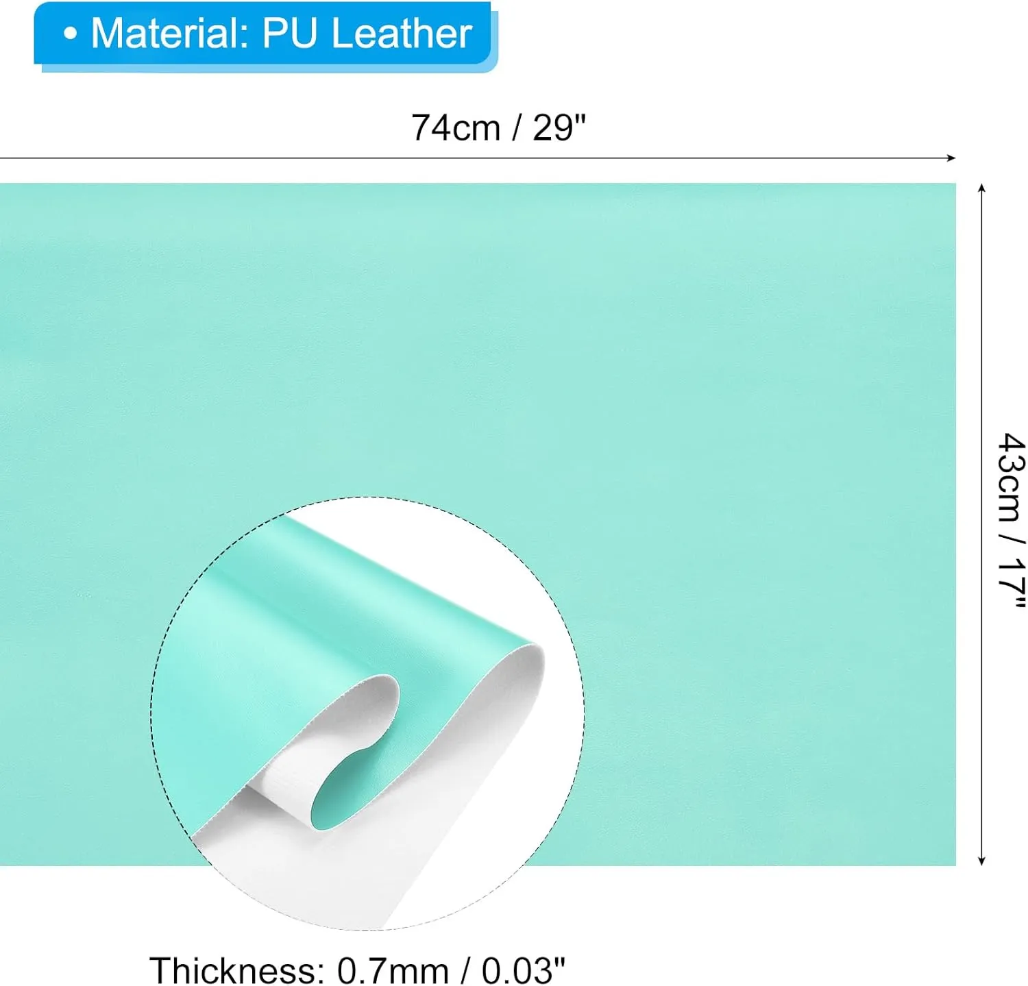 PATIKIL 29x17x0.03 Inch PU Leather Sheets, Soft Colored Faux Cowhide Grain PU Leather Sheet Repair Fabric Patch for Book Binding, Repairing, Crafting, Sewing, Lake Blue