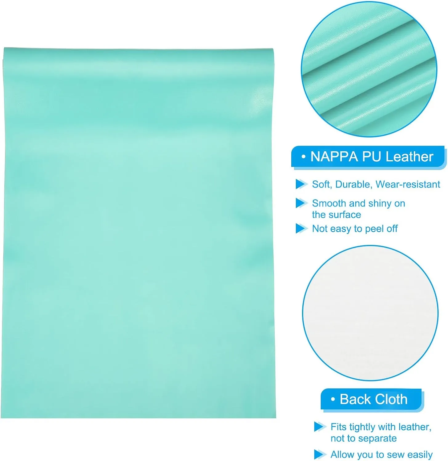 PATIKIL 29x17x0.03 Inch PU Leather Sheets, Soft Colored Faux Cowhide Grain PU Leather Sheet Repair Fabric Patch for Book Binding, Repairing, Crafting, Sewing, Lake Blue