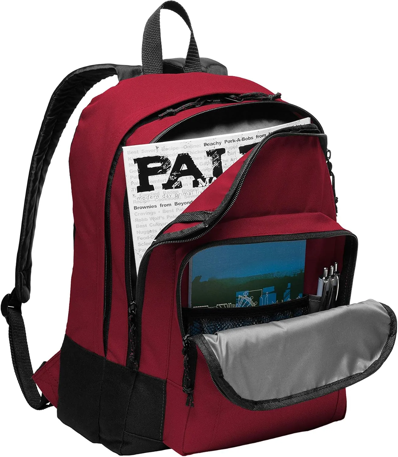 Personalized Customized Basic Classic Red College Backpacks, 5 or 10 Pack - Add Your Embroidered Logo