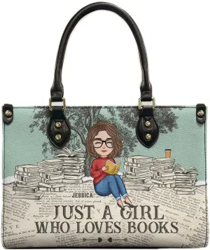 Personalized Just A Girl Who Loves Books Leather Bag Custom Book Lovers Bag Gift For Book Lovers Woman Daughter
