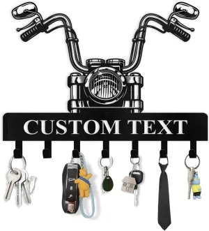 Personalized Key Rack Wall Mount - Custom Motorcycle Key Holder for Wall, Coat Rack Organizer, Jacket Holder, Key Hanger Wall Decor for Garage Entryway Office, Gift for Motorcycle Lovers