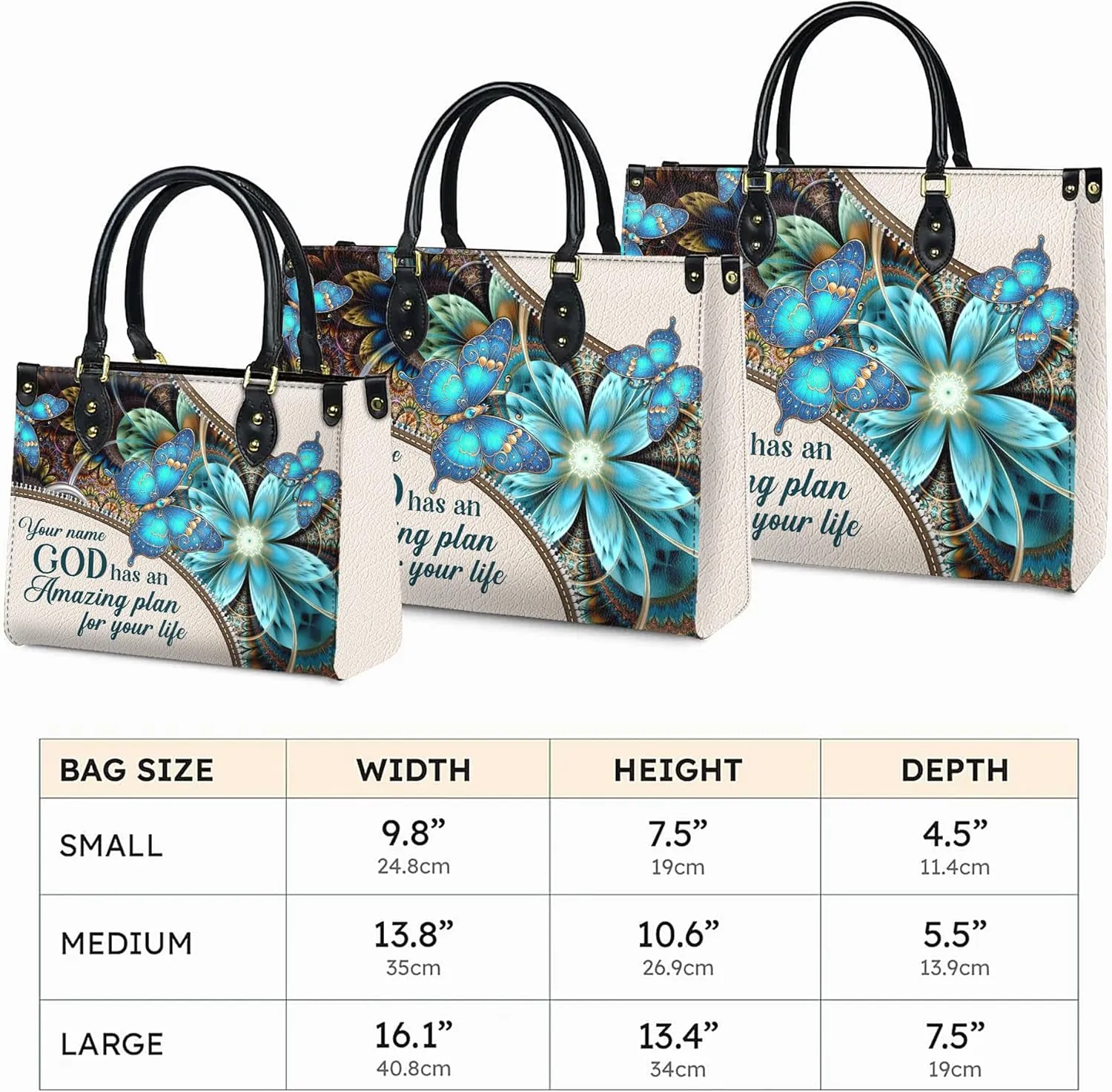 Personalized Leather Handbags with Name & Zipper – Perfect Christian Purses for Women | Ideal Mother's Day Gifts