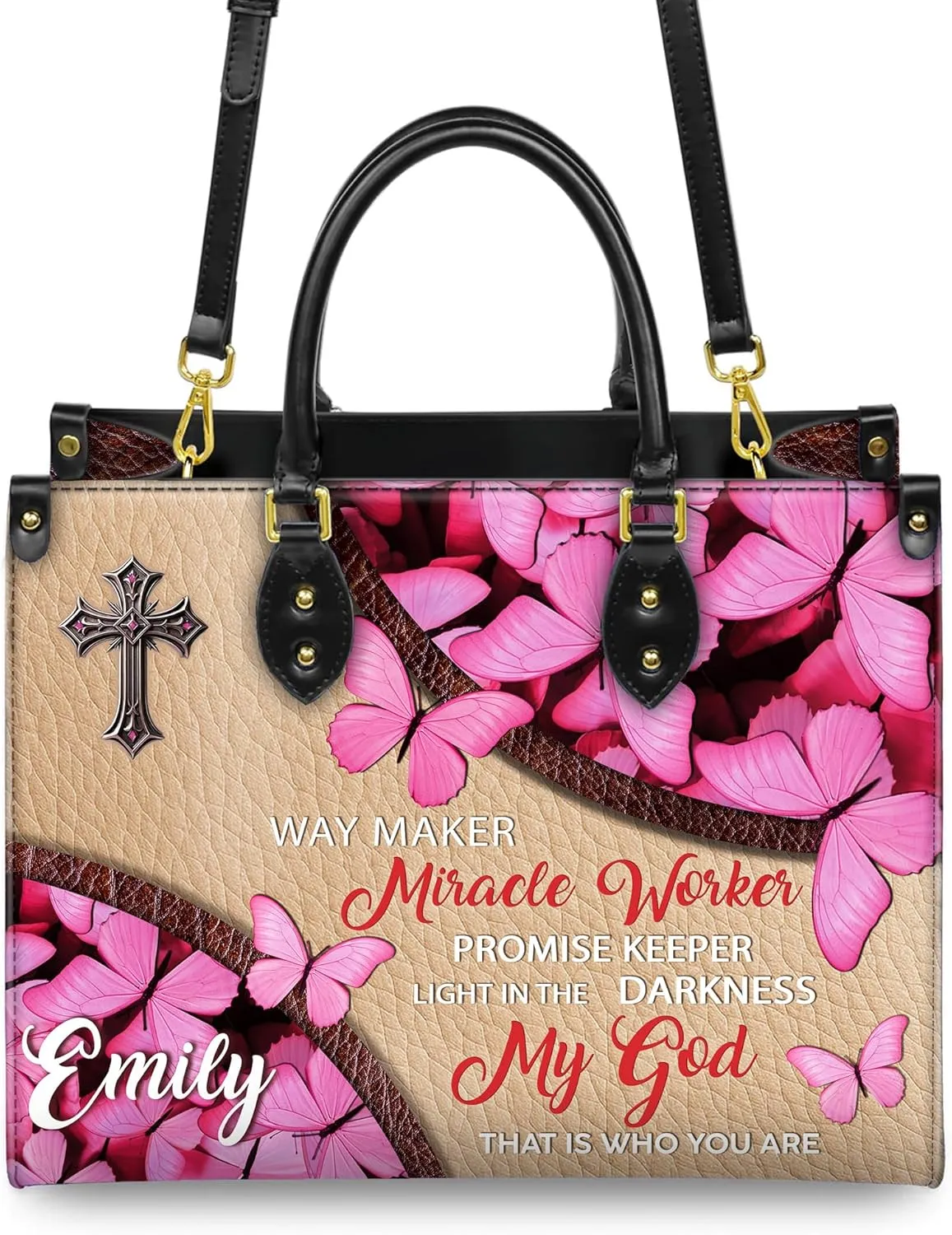 Personalized Leather Handbags with Name & Zipper – Perfect Christian Purses for Women | Ideal Mother's Day Gifts