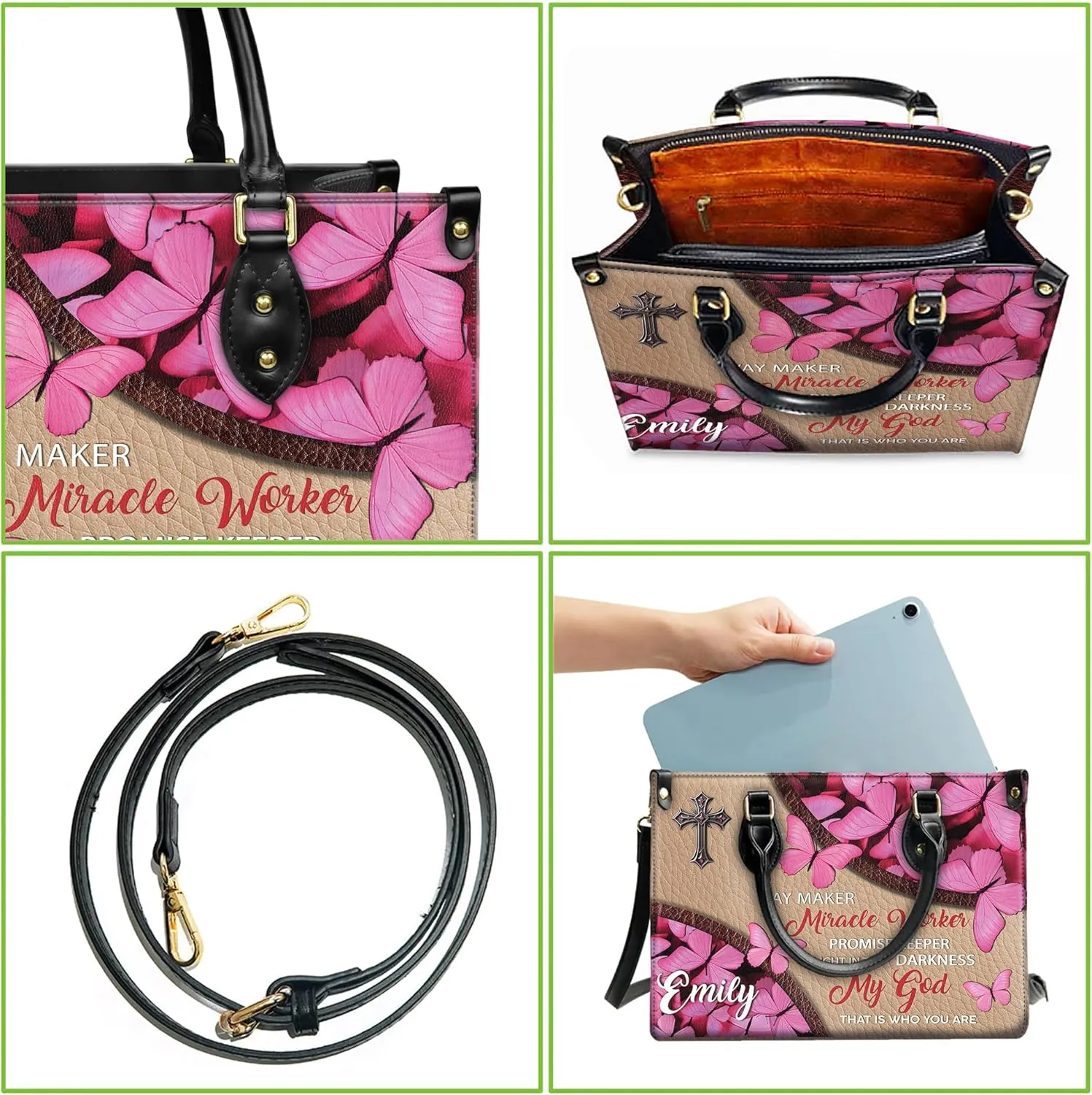 Personalized Leather Handbags with Name & Zipper – Perfect Christian Purses for Women | Ideal Mother's Day Gifts