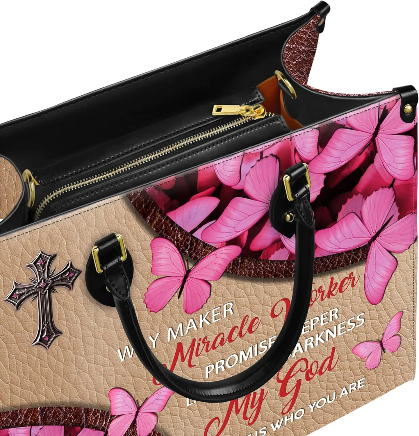 Personalized Leather Handbags with Name & Zipper – Perfect Christian Purses for Women | Ideal Mother's Day Gifts