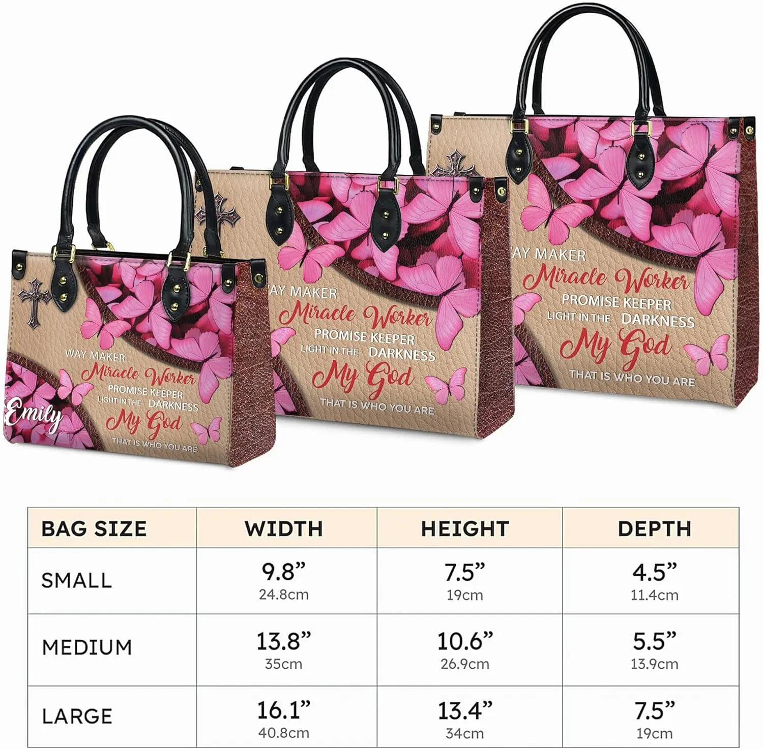 Personalized Leather Handbags with Name & Zipper – Perfect Christian Purses for Women | Ideal Mother's Day Gifts