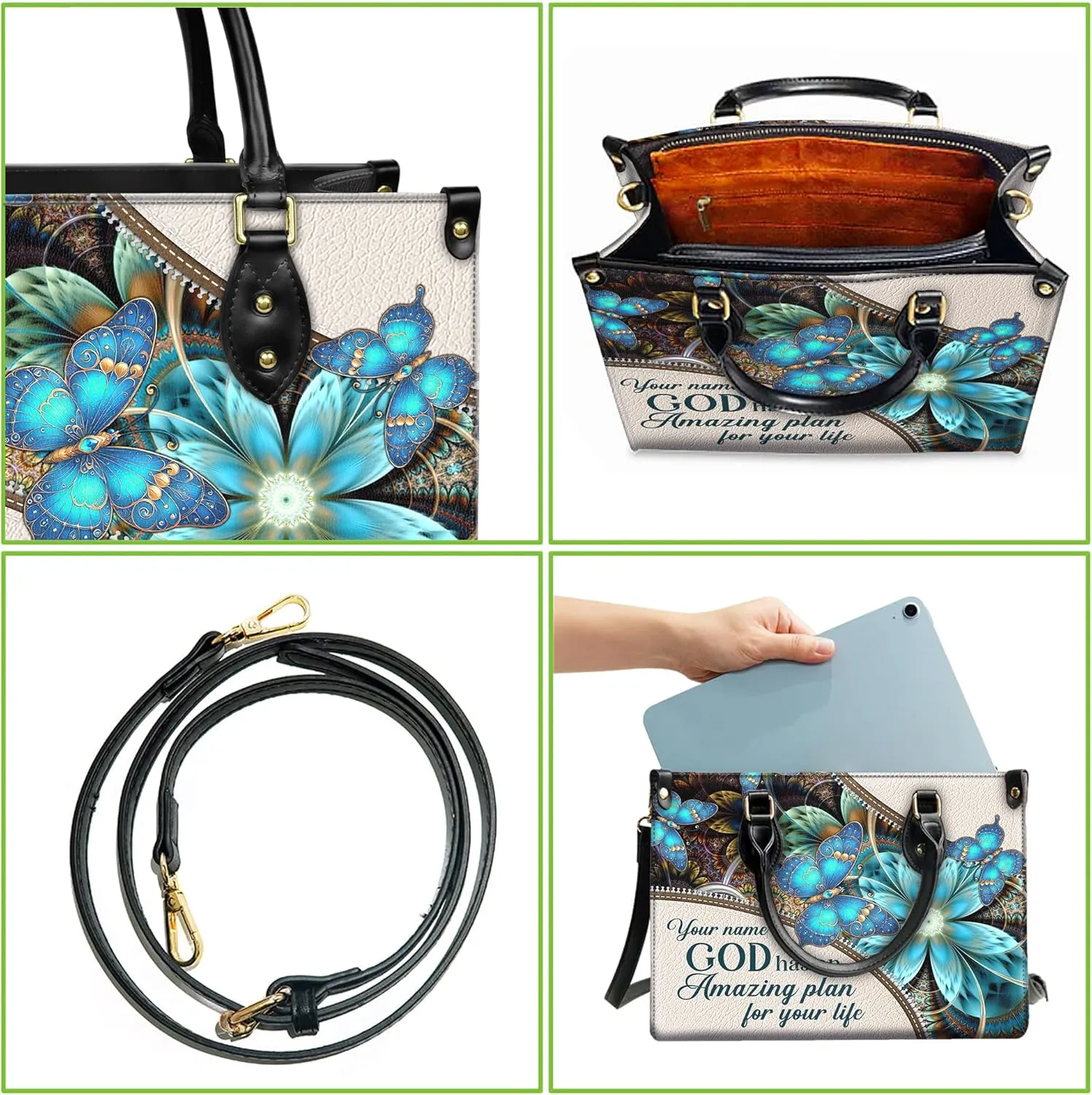 Personalized Leather Handbags with Name & Zipper – Perfect Christian Purses for Women | Ideal Mother's Day Gifts