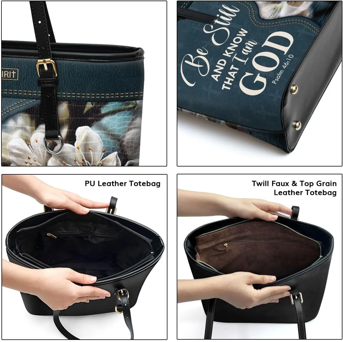 Personalized Leather Tote Bags For Women - Christmas Gifts For Women - Christian Gifts