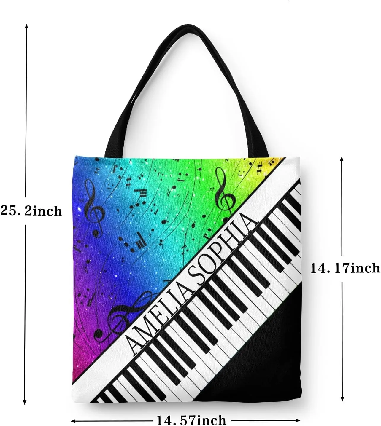 Personalized Name Ocean Glitter Music Note Piano Handbag Gift Bags Christmas Treat Bags for Holiday Party Gift Bags