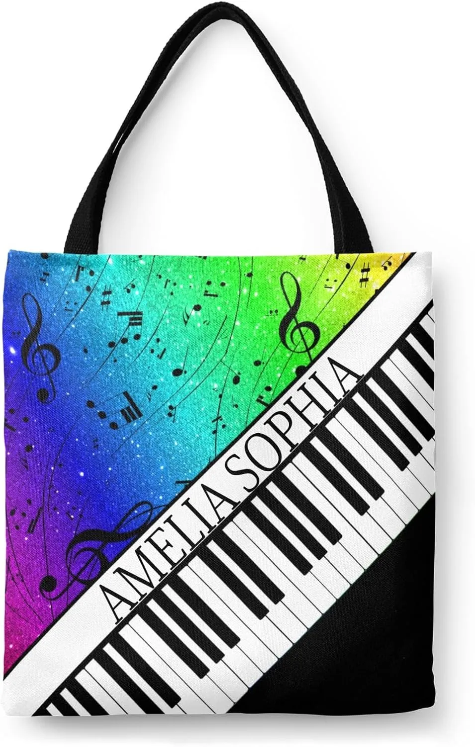 Personalized Name Ocean Glitter Music Note Piano Handbag Gift Bags Christmas Treat Bags for Holiday Party Gift Bags