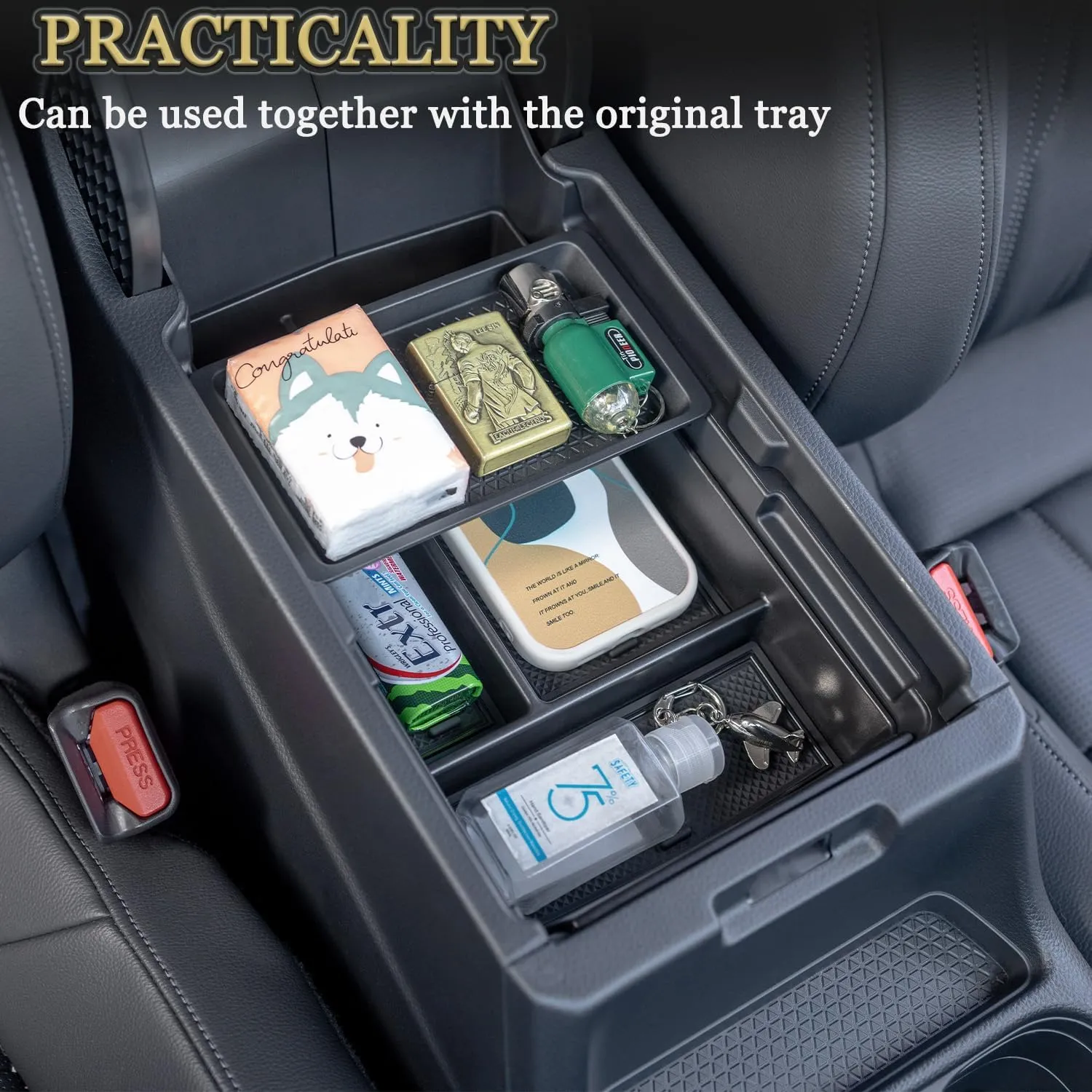PIMCAR 3-Piece Center Console Organizer Set for 2023-2025 Honda CR-V & CR-V Hybrid - Custom Fit Armrest Tray, Console Tray and Hidden Storage Box, Durable ABS Car Accessories