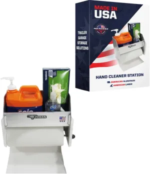 Pit Posse 454 Hand Cleaning Station Cabinet and Paper Towel Holder - Made in USA - Garage Enclosed Race Trailer Automotive Mechanics Shop Storage Organizer Aluminum (Silver)