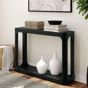 Plank Beam Forma Console Table, 46 Inch, Solid Wood Sofa Table, Entryway Table for Hallway, Narrow Behind The Couch Table, Console Tables for Entryway, Living Room, Foyer, Easy Assembly, Black