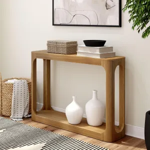 Plank Beam Forma Console Table, 46 Inch, Solid Wood Sofa Table, Entryway Table for Hallway, Narrow Behind The Couch Table, Console Tables for Entryway, Living Room, Foyer, Easy Assembly, Pecan
