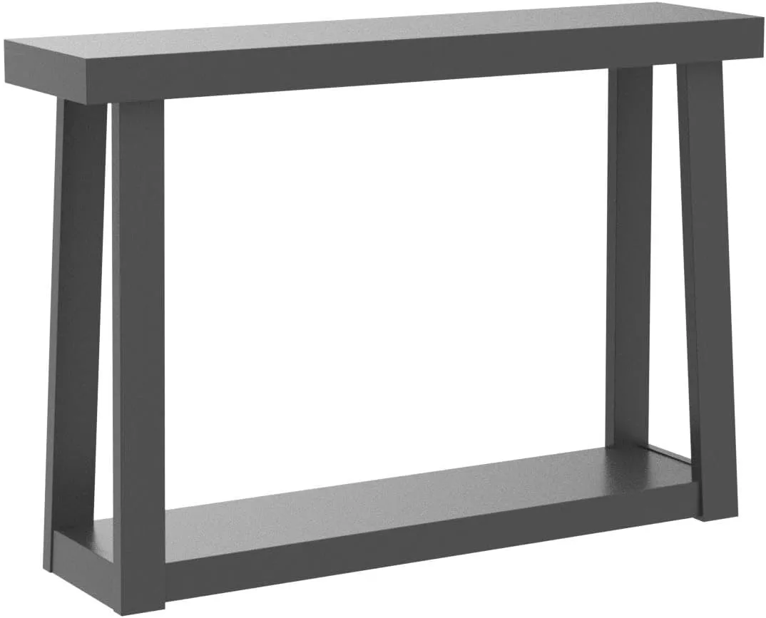 Plank Beam Solid Wood Console Table with Storage, 46.25 Inch, Sofa Table with Shelf, Narrow Entryway Table for Hallway, Behind The Couch, Living Room, Foyer, Easy Assembly, Black